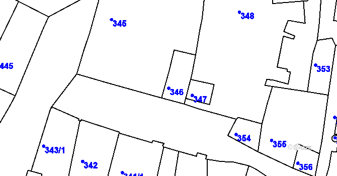 Parcela st. 346 v KÚ Kadaň, Katastrální mapa