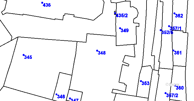 Parcela st. 348 v KÚ Kadaň, Katastrální mapa