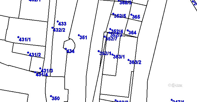 Parcela st. 352/1 v KÚ Kadaň, Katastrální mapa