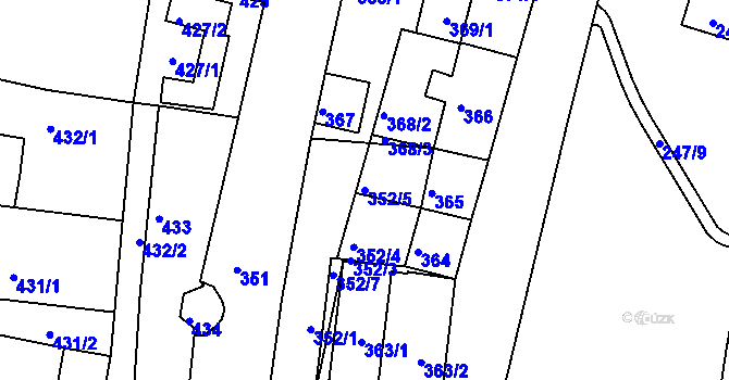 Parcela st. 352/5 v KÚ Kadaň, Katastrální mapa