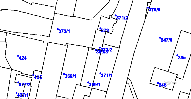 Parcela st. 369/3 v KÚ Kadaň, Katastrální mapa