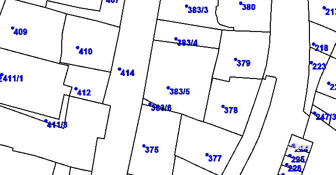 Parcela st. 383/5 v KÚ Kadaň, Katastrální mapa