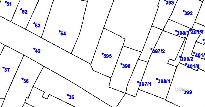 Parcela st. 395 v KÚ Kadaň, Katastrální mapa