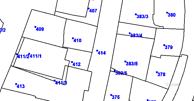 Parcela st. 414 v KÚ Kadaň, Katastrální mapa