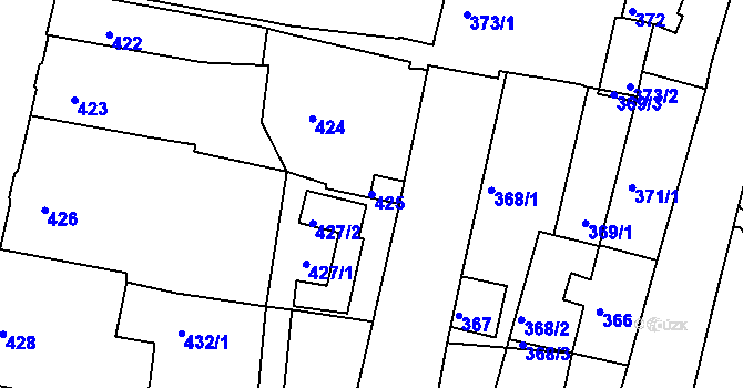 Parcela st. 425 v KÚ Kadaň, Katastrální mapa