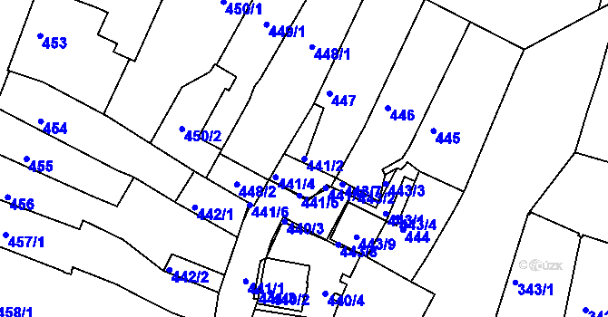 Parcela st. 441/2 v KÚ Kadaň, Katastrální mapa