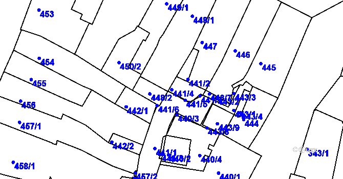 Parcela st. 441/4 v KÚ Kadaň, Katastrální mapa