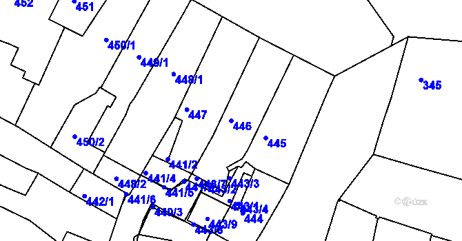 Parcela st. 446 v KÚ Kadaň, Katastrální mapa