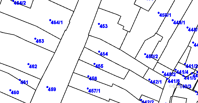 Parcela st. 454 v KÚ Kadaň, Katastrální mapa