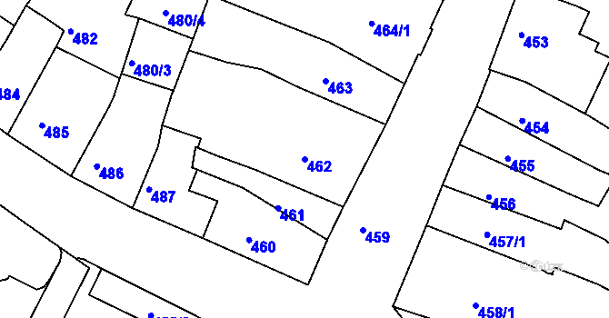 Parcela st. 462 v KÚ Kadaň, Katastrální mapa