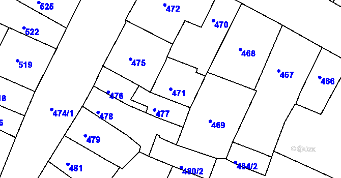 Parcela st. 471 v KÚ Kadaň, Katastrální mapa