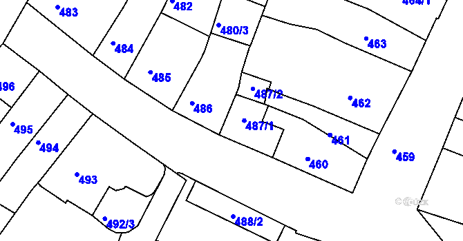 Parcela st. 487 v KÚ Kadaň, Katastrální mapa