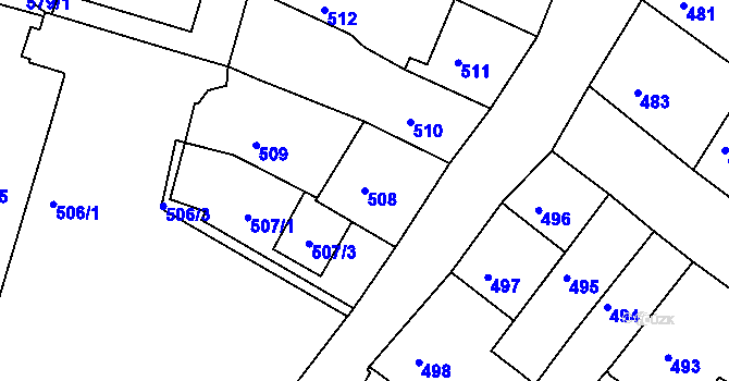 Parcela st. 508 v KÚ Kadaň, Katastrální mapa