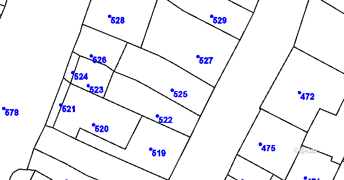 Parcela st. 525 v KÚ Kadaň, Katastrální mapa
