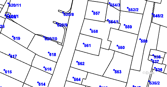 Parcela st. 561 v KÚ Kadaň, Katastrální mapa