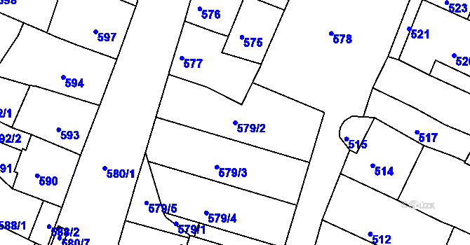 Parcela st. 579/2 v KÚ Kadaň, Katastrální mapa