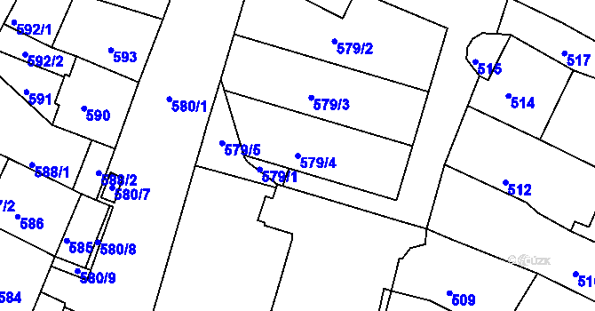 Parcela st. 579/4 v KÚ Kadaň, Katastrální mapa