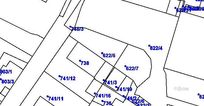 Parcela st. 622/5 v KÚ Kadaň, Katastrální mapa
