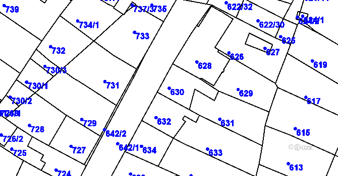 Parcela st. 630 v KÚ Kadaň, Katastrální mapa