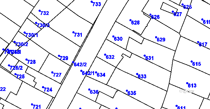 Parcela st. 632 v KÚ Kadaň, Katastrální mapa