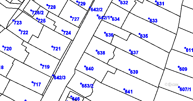 Parcela st. 638 v KÚ Kadaň, Katastrální mapa