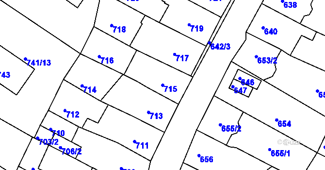 Parcela st. 715 v KÚ Kadaň, Katastrální mapa
