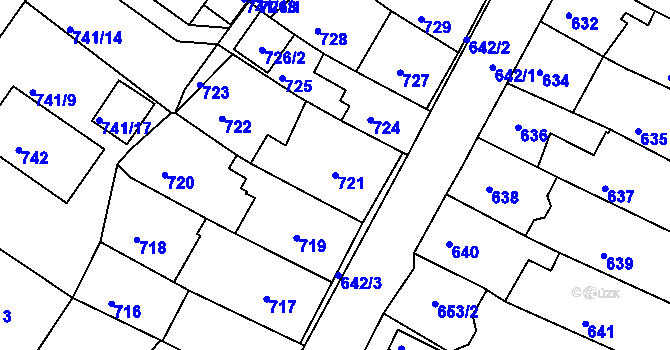 Parcela st. 721 v KÚ Kadaň, Katastrální mapa