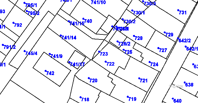 Parcela st. 723 v KÚ Kadaň, Katastrální mapa