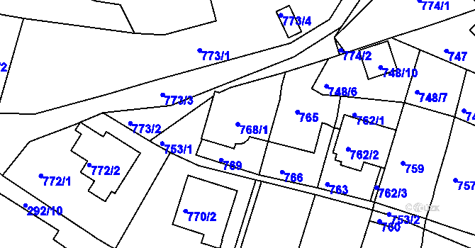 Parcela st. 768/1 v KÚ Kadaň, Katastrální mapa