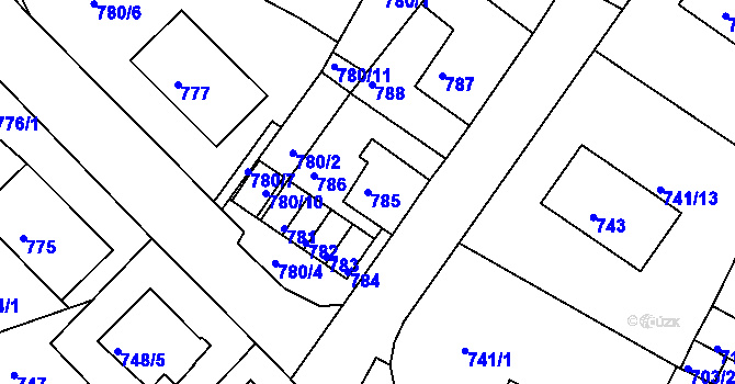 Parcela st. 785 v KÚ Kadaň, Katastrální mapa