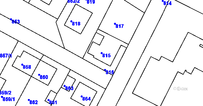 Parcela st. 815 v KÚ Kadaň, Katastrální mapa