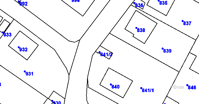 Parcela st. 841/2 v KÚ Kadaň, Katastrální mapa