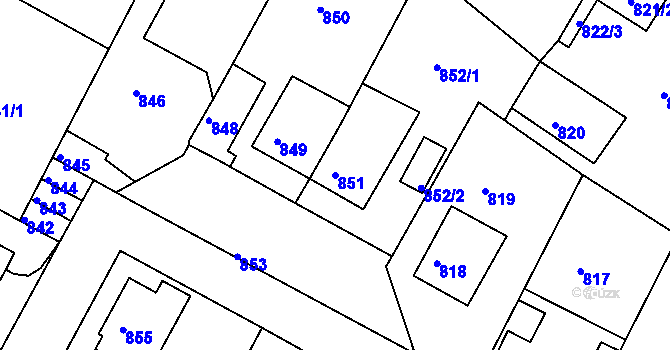Parcela st. 851 v KÚ Kadaň, Katastrální mapa