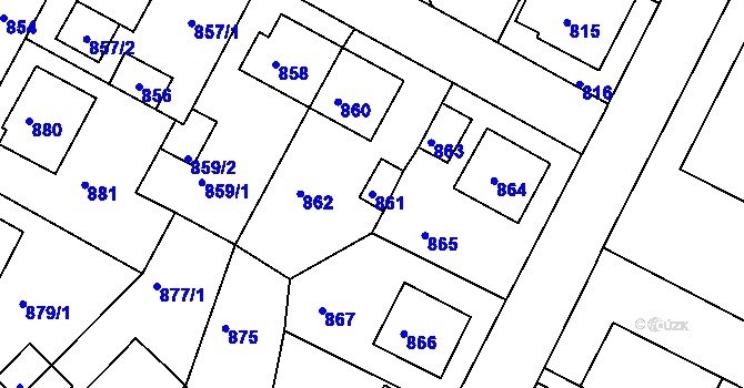 Parcela st. 861 v KÚ Kadaň, Katastrální mapa