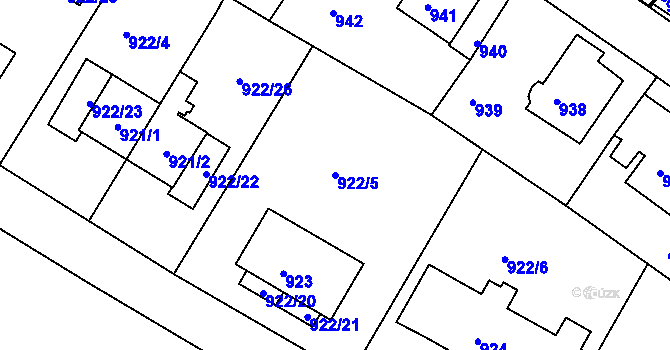 Parcela st. 922/5 v KÚ Kadaň, Katastrální mapa