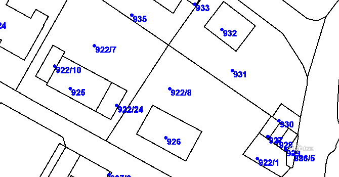 Parcela st. 922/8 v KÚ Kadaň, Katastrální mapa