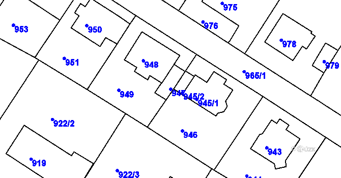 Parcela st. 947 v KÚ Kadaň, Katastrální mapa