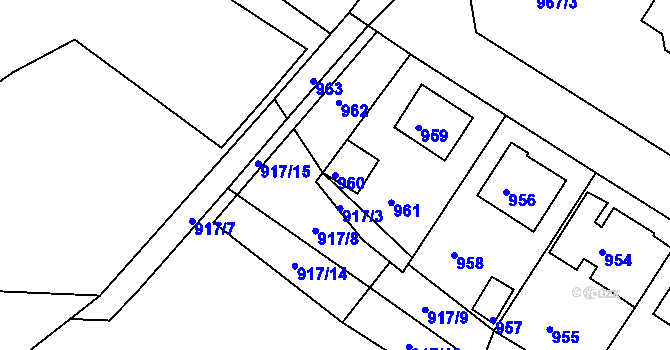 Parcela st. 960 v KÚ Kadaň, Katastrální mapa