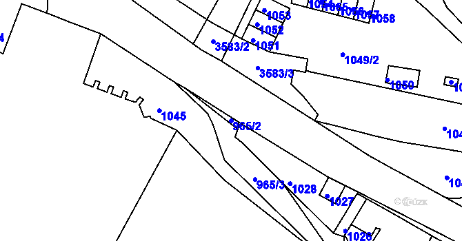 Parcela st. 965/2 v KÚ Kadaň, Katastrální mapa