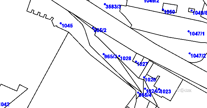 Parcela st. 965/3 v KÚ Kadaň, Katastrální mapa