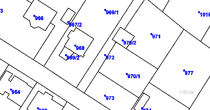 Parcela st. 972 v KÚ Kadaň, Katastrální mapa