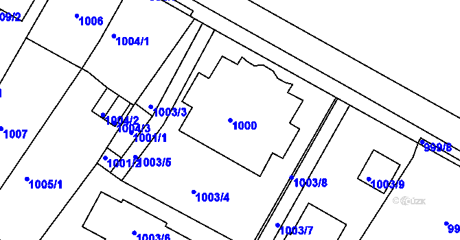 Parcela st. 1000 v KÚ Kadaň, Katastrální mapa