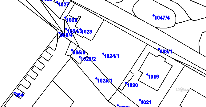 Parcela st. 1024/1 v KÚ Kadaň, Katastrální mapa