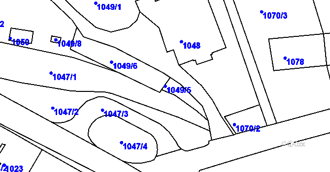 Parcela st. 1049/5 v KÚ Kadaň, Katastrální mapa