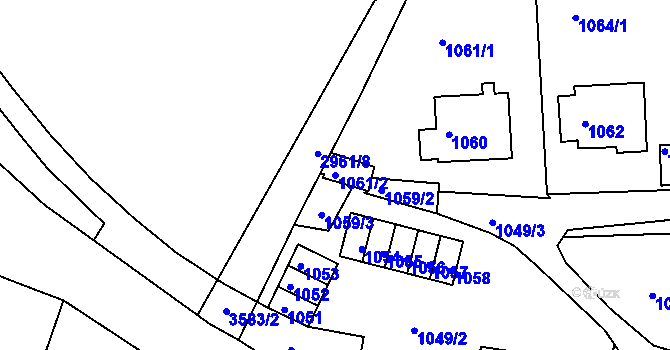 Parcela st. 1061/2 v KÚ Kadaň, Katastrální mapa