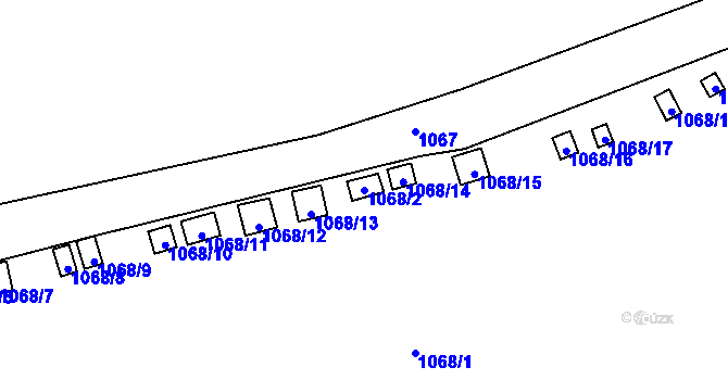Parcela st. 1068/2 v KÚ Kadaň, Katastrální mapa