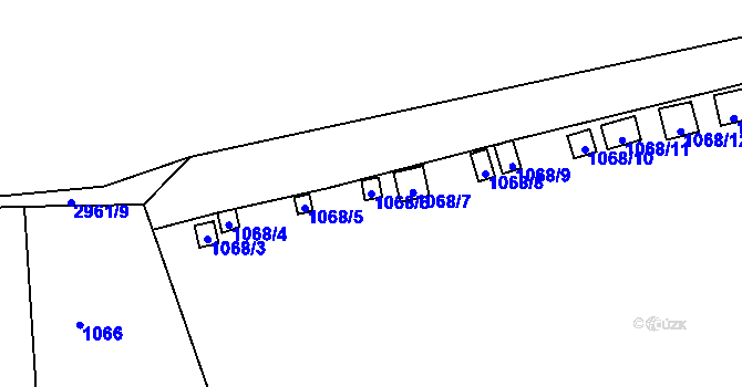 Parcela st. 1068/6 v KÚ Kadaň, Katastrální mapa