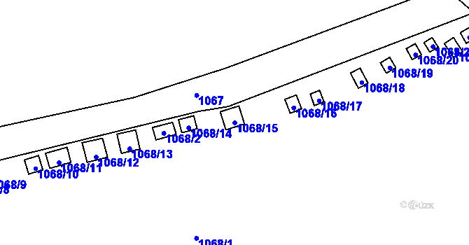 Parcela st. 1068/15 v KÚ Kadaň, Katastrální mapa