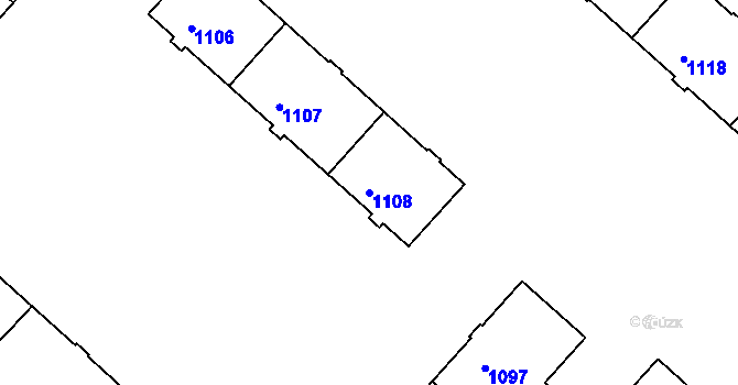 Parcela st. 1108 v KÚ Kadaň, Katastrální mapa