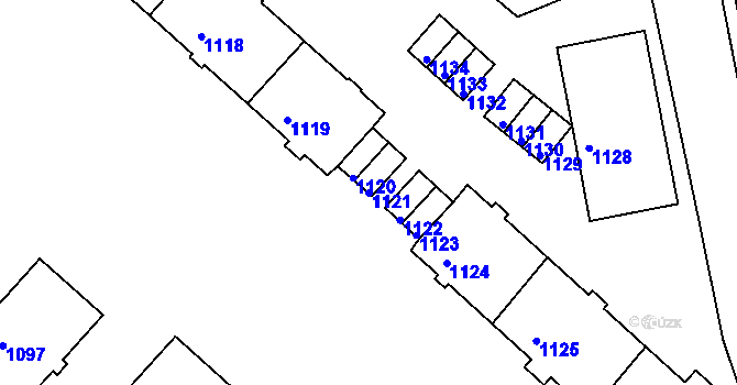 Parcela st. 1121 v KÚ Kadaň, Katastrální mapa